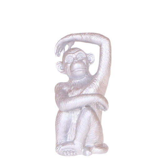 Kolibri Home | Ornament - Decoration sculpture Sitting Monkey - Silver 