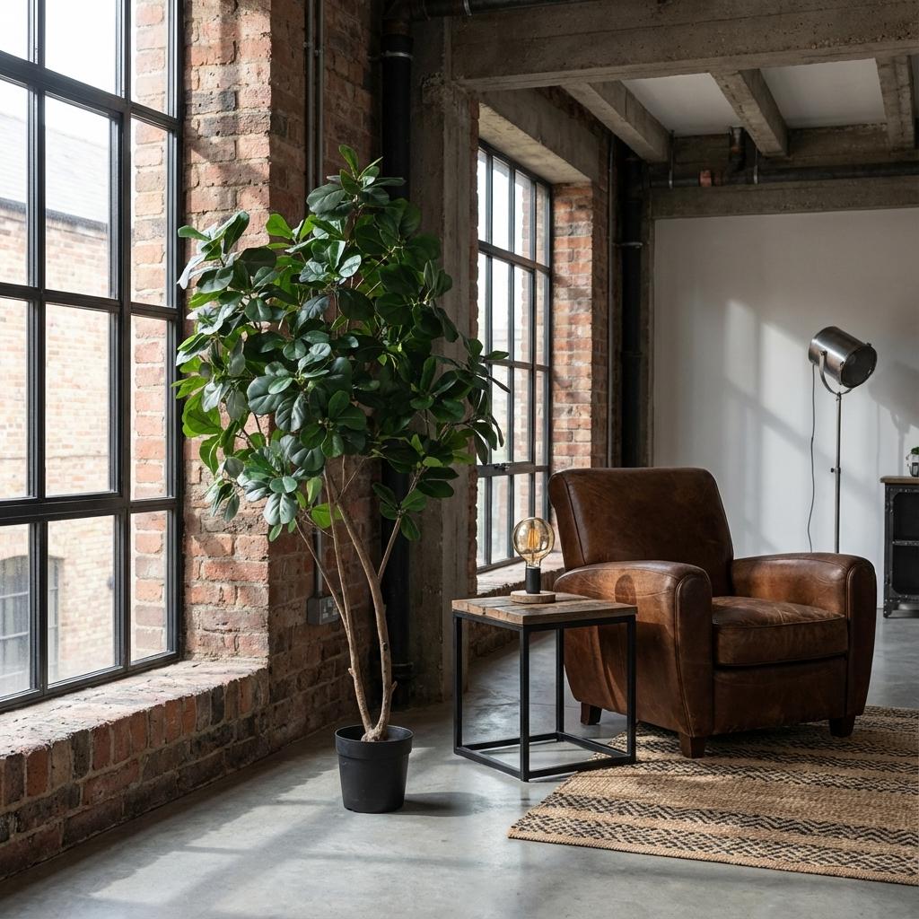 Ficus Lyrata Tree Kunstpflanze 180cm – Große Geigenfeige Deko Baum – Pflegefreie Zimmerpflanze für Wohnzimmer Büro & Empfangsbereich