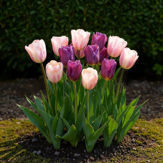 GreenboutiQ - Blumenzwiebeln - Tulp Macron mix - Verschiedene Farben - 12 Stück - Zwiebelgröße 11/12 - XXL Pack 