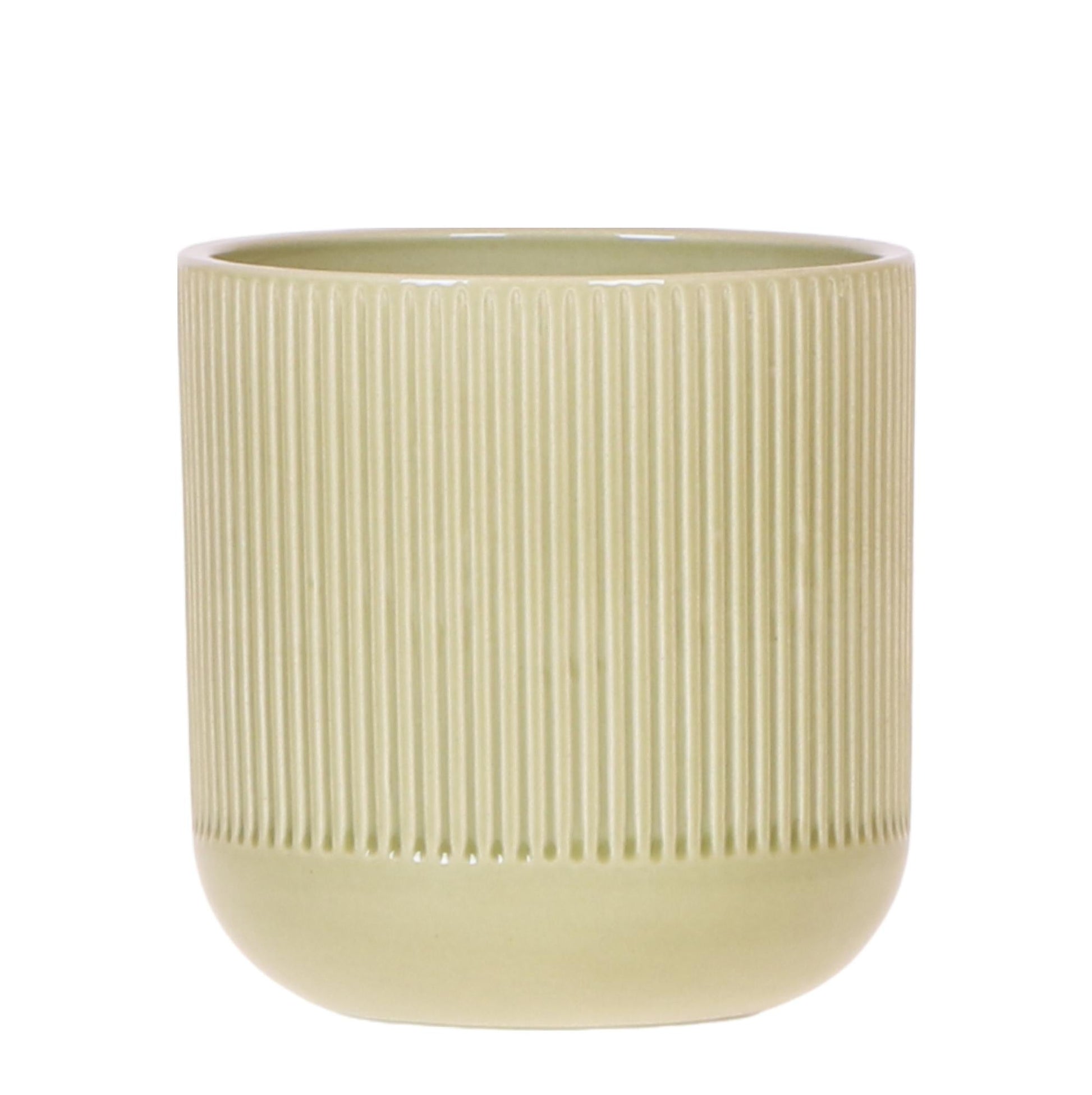 Flare Dekotopf Green – Ø9cm – Grüner Blumentopf mit Rillenstruktur – Retro-inspiriertes Design der Bold Seventies Kollektion – Für Innenräume & stilvolle Pflanzenakzente 