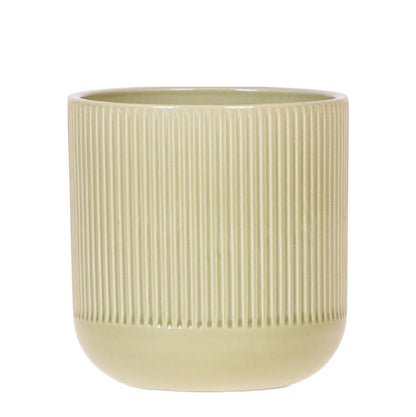 Flare Dekotopf Green – Ø9cm – Grüner Blumentopf mit Rillenstruktur – Retro-inspiriertes Design der Bold Seventies Kollektion – Für Innenräume & stilvolle Pflanzenakzente 