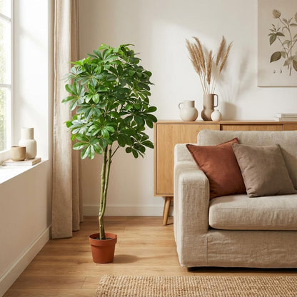 Pachira Aquatica Kunstpflanze 150cm – Große künstliche Glückskastanie – Realistische Deko Pflanze für Wohnzimmer Büro & Empfangsbereich