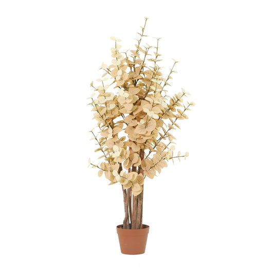 Künstlicher Eukalyptus Yellow 125cm im Topf – realistische Kunstpflanze mit gelben Akzenten & luftiger Blattstruktur – pflegefreie Zimmerdeko für Wohnzimmer, Flur & Büro – inkl Basistopf 
