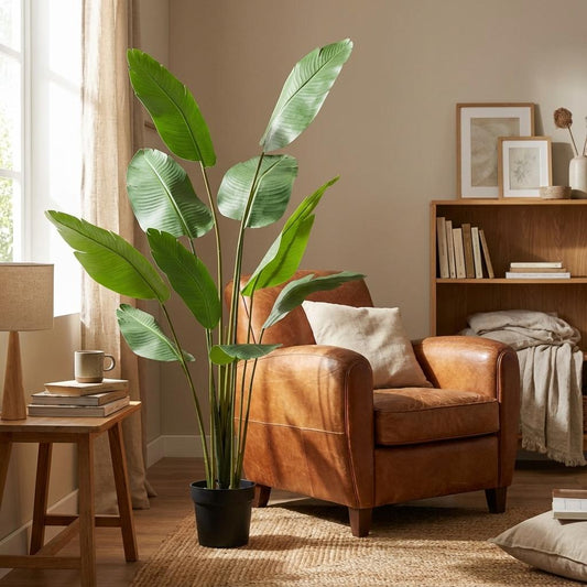 Strelitzia Nicolai Kunstpflanze 180cm – Große Paradiesvogelblume Deko Pflanze – Pflegefreie Zimmerpflanze für Wohnzimmer Büro & Empfangsbereich