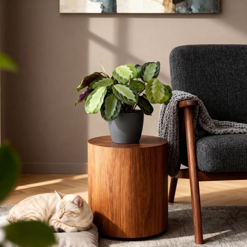 Green boutiQ - Zimmerpflanze - Maranta Fascinator Silverband - Gebetspflanze - Haustierfreundliche Pflanze - Grün - 4 Pflanzen - mit Potter Grau - Topf 12cm - Höhe 25cm 