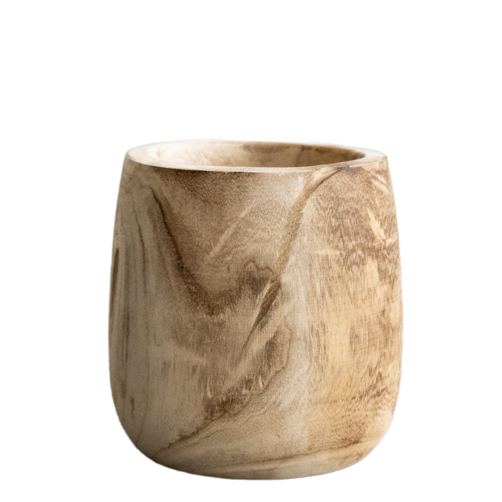 Pia Blumentopf aus Holz – Hellbraun – Größe M – H25 cm x Ø23 cm – Handgefertigt aus Paulownia-Holz – Nachhaltig & dekorativ – Für Kunstpflanzen & Trockenblumen 