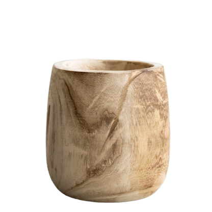 Pia Blumentopf aus Holz – Hellbraun – Größe M – H25 cm x Ø23 cm – Handgefertigt aus Paulownia-Holz – Nachhaltig & dekorativ – Für Kunstpflanzen & Trockenblumen 