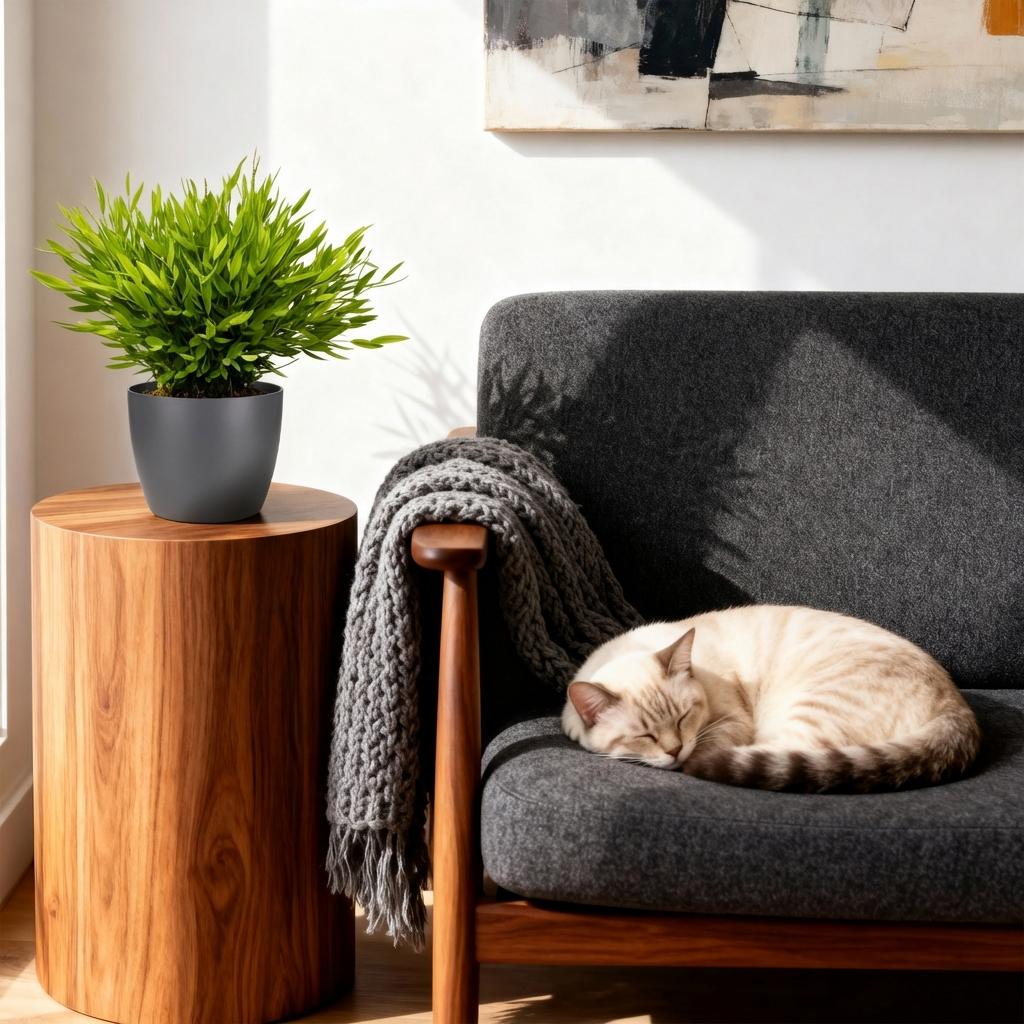 Green boutiQ - Zimmerpflanze - Bamusa Pogonatherum Monica - Bambusgras - Haustierfreundliche Pflanze - Grün - 1 Pflanze - mit Potter Grau - Topf 12cm - Höhe 20cm 