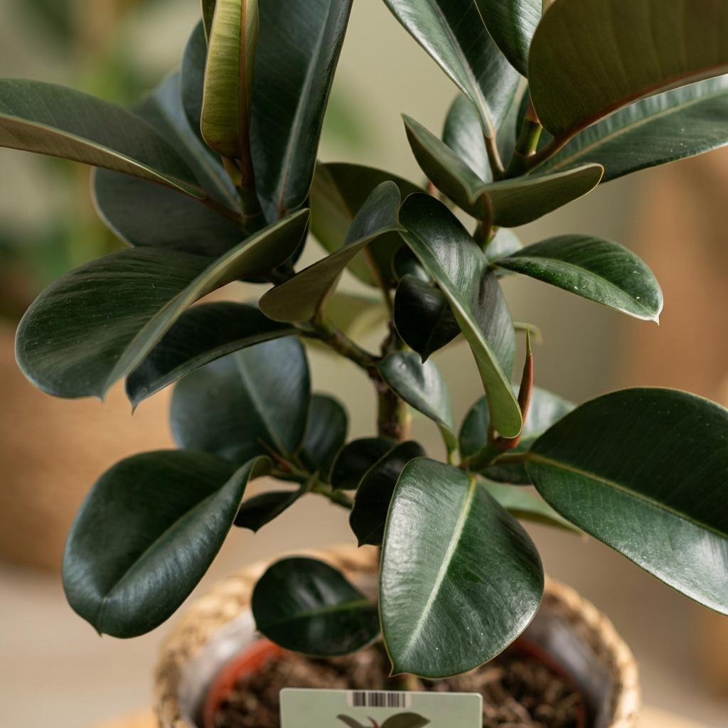 Ficus Elastica Cloe Gummibaum 65cm – Zimmerpflanze im Korb Ø19cm – große glänzende grüne Blätter – pflegeleicht für Wohnung & Büro – ideal bei Halbschatten, moderat gießen 