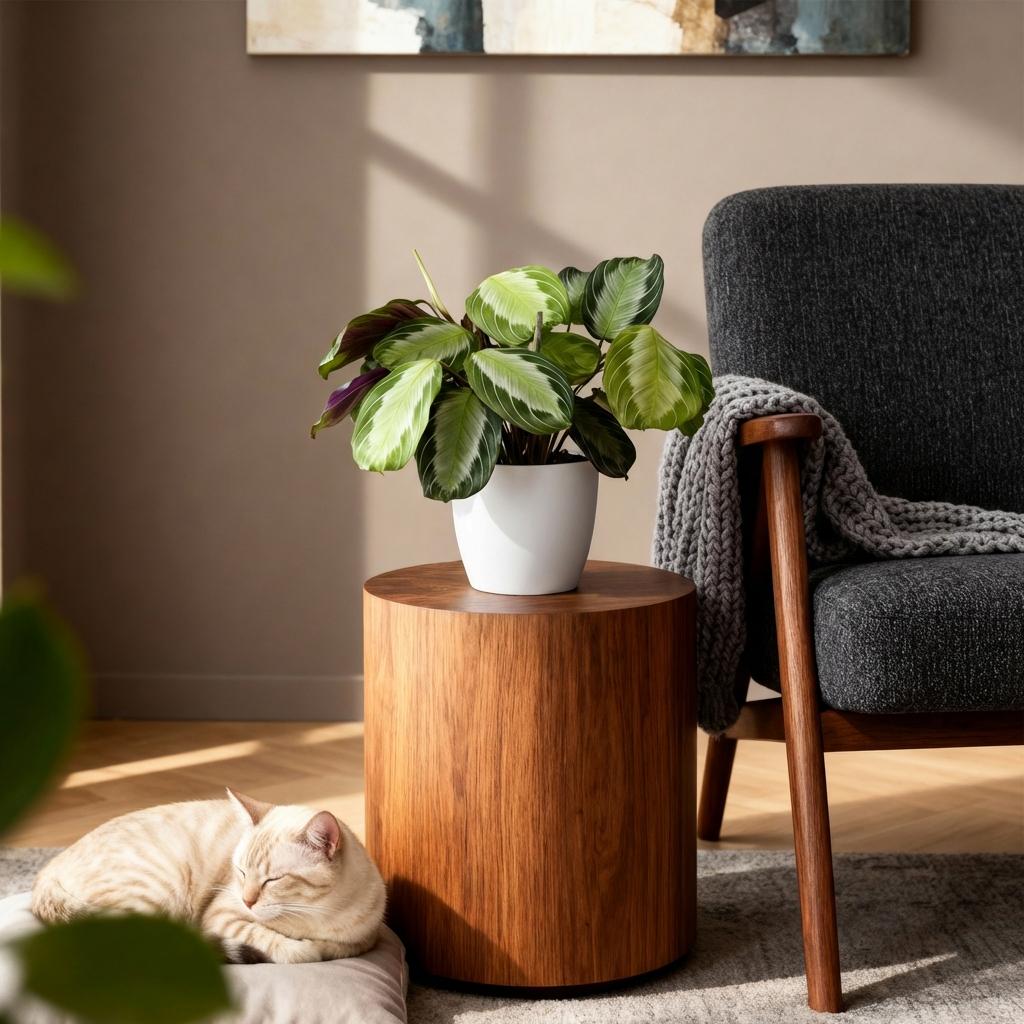 Green boutiQ - Zimmerpflanze - Maranta Fascinator Silverband - Gebetspflanze - Haustierfreundliche Pflanze - Grün - 1 Pflanze - mit Potter Weiß - Topf 12cm - Höhe 25cm 