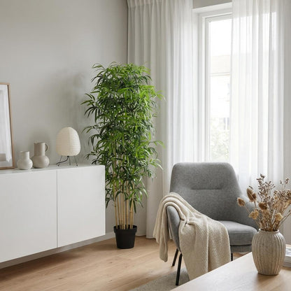 Künstlicher Bambus 150cm – Bambus Kunstpflanze im Topf – Pflegefreie Deko Pflanze für Wohnzimmer Büro & Empfangsbereich