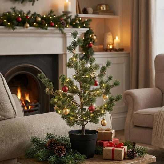 Zeder-Kiefer 80cm – Künstliche Pflanze – Realistische Cedar Pine Optik – Immergrün & pflegefrei – Winter- & Weihnachtsdeko für Wohnzimmer Büro Flur 