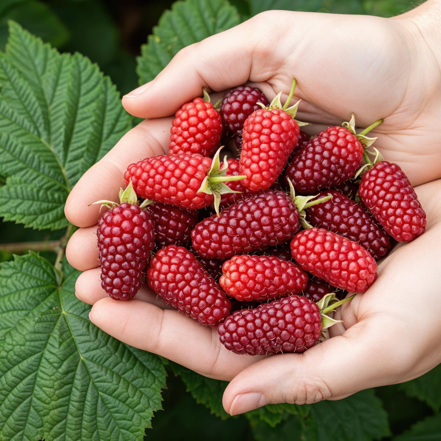 Tayberre Rubus Tayberry winterhart 3 Pflanzen Ø9cm Höhe 30cm – Kreuzung aus Himbeere & Brombeere – Rote Beeren für Garten & Balkon 