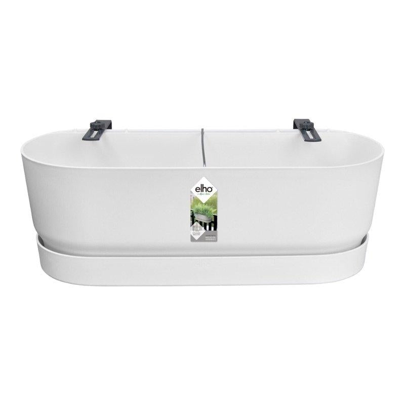 Greenville Easy Balcony – Pflanztopf – Weiß – D25cm – Balkonkasten mit Halterung & Wasserspeicher – Für Balkonbrüstung – Modernes Design – Für Innen & Außen 5cm - Weiß 
