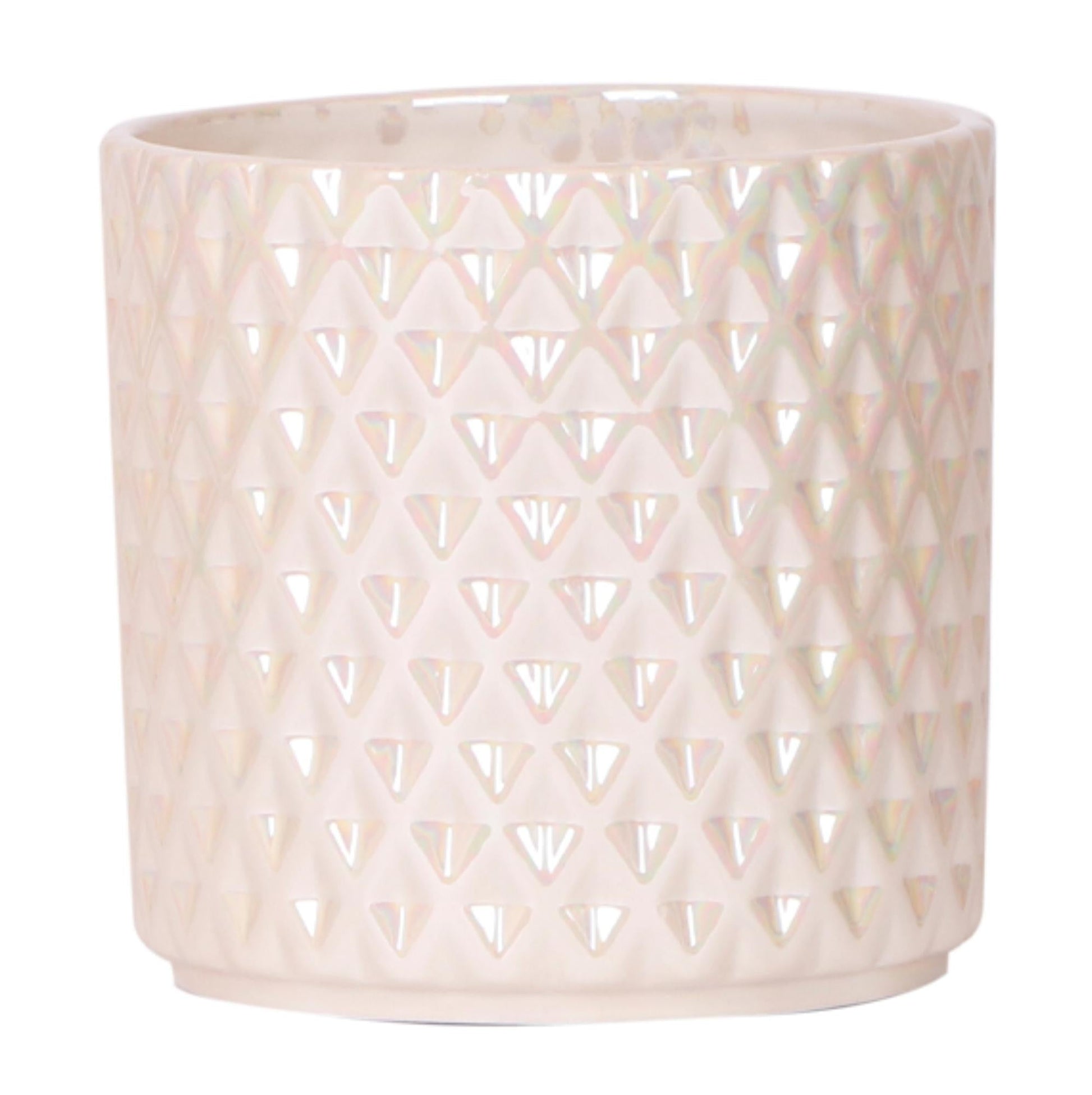 Diamond Pearl Dekotopf – Ø12cm – Travertine-Optik – Eleganter Blumentopf aus der „Le Chic“-Kollektion – Für Zimmerpflanzen & stilvolle Wohnakzente 