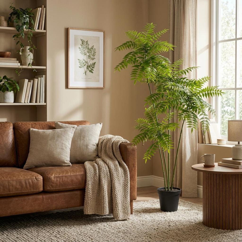 Mahonia Kunstpflanze 185cm – Große Deko Kunstpflanze mit buschigem Blattwerk – Pflegefreie Zimmerpflanze für Wohnzimmer Büro & Empfangsbereich