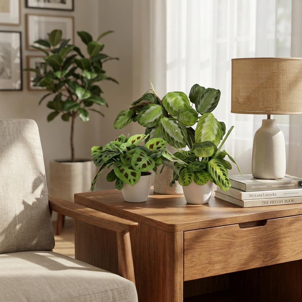 Green boutiQ - Zimmerpflanze - Marantha Silverband, Marantha Lemon Lime Marantha Kerchoveana - Gebetspflanze - Haustierfreundliche Pflanze - Grün - 3 Pflanzen - mit Potter Weiß - Topf 12cm - Höhe 25cm 