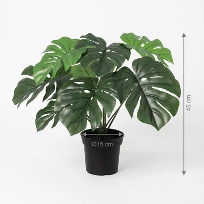 Monstera Deliciosa Kunstpflanze 45cm – Fensterblatt Deko Pflanze – Pflegefreie Zimmerpflanze für Wohnzimmer Büro & Fensterbank