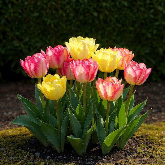 GreenboutiQ - Blumenzwiebeln - Tulpe Foxtrot Mix - Verschiedene Farben - 12 Stück - Zwiebelgröße 11/12 - XXL Pack 