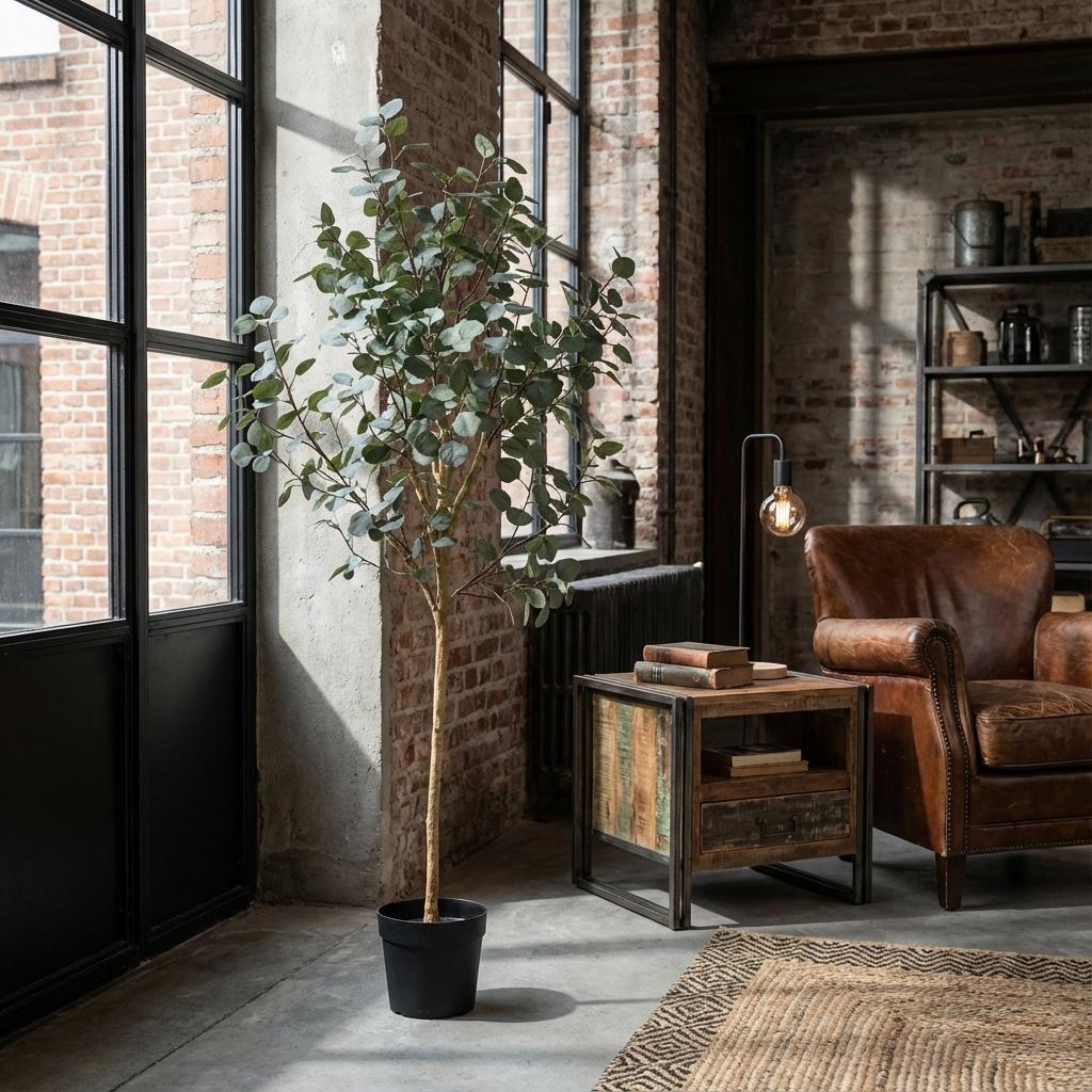 Eukalyptus Kunstpflanze 180cm – Großer Eucalyptus Baum Deko Pflanze – Pflegefreie Zimmerpflanze für Wohnzimmer Büro & Empfangsbereich