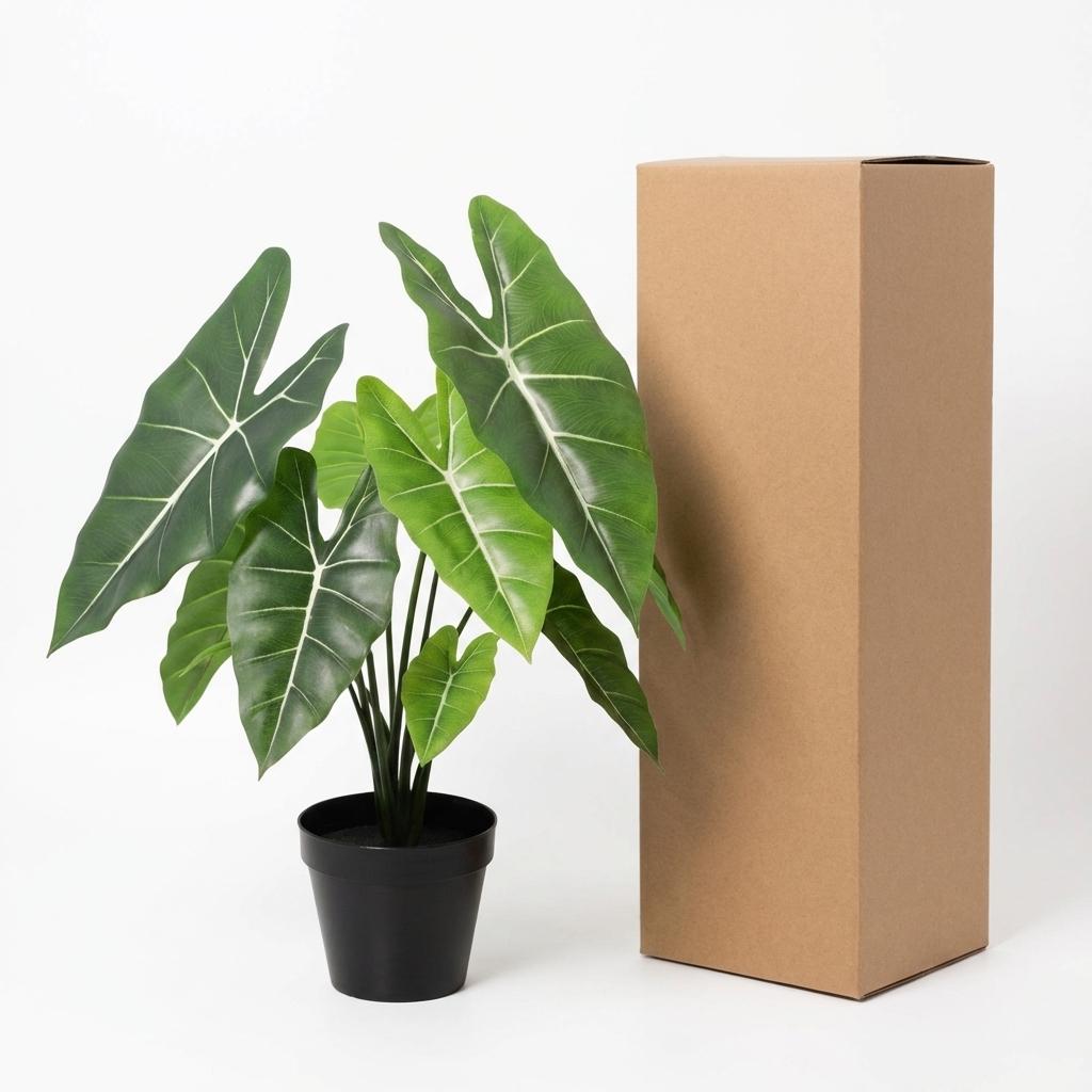 Alocasia Polly Kunstpflanze 40cm – Dekorative Elefantenohr Deko Pflanze – Pflegefreie Zimmerpflanze für Wohnzimmer Büro & Fensterbank