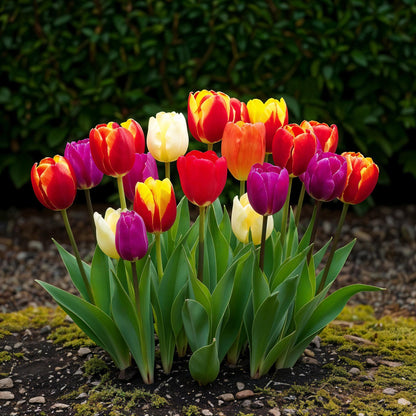 GreenboutiQ - Blumenzwiebeln - Tulp Triumph Mix - Verschiedene Farben - 15 Stück - Zwiebelgröße 11/12 - XXL Pack 