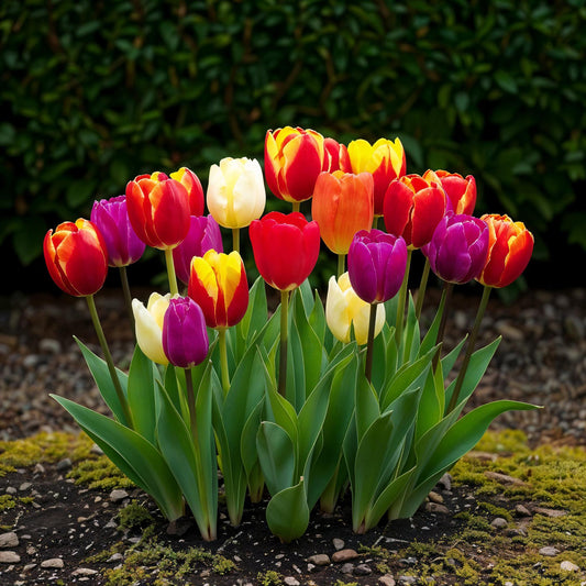 GreenboutiQ - Blumenzwiebeln - Tulp Triumph Mix - Verschiedene Farben - 15 Stück - Zwiebelgröße 11/12 - XXL Pack 