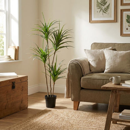 Dracaena Kunstpflanze 165cm – Große Drachenbaum Deko Pflanze – Pflegefreie Zimmerpflanze für Wohnzimmer Büro & Empfangsbereich