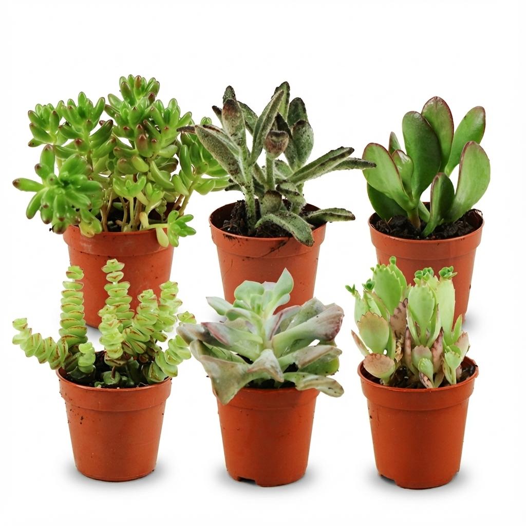 Mini Sukkulenten Mix – 6 Pflanzen – Ø5,5cm – Höhe 5–10cm – Pflegeleichte Zimmerpflanzen – Kleine Sukkulenten für Schalen Fensterbank & Wohnraum 
