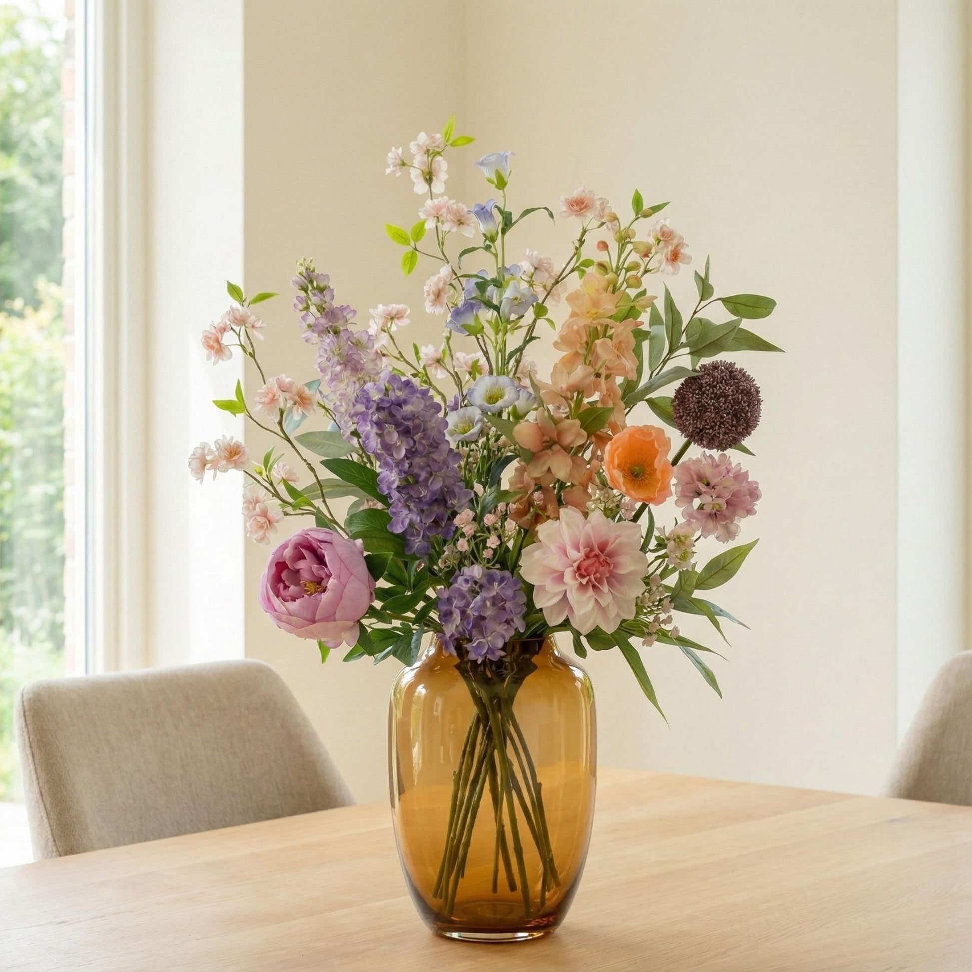 Kunstbloemen Boeket - Pastel Meadow Deluxe - Real Touch - 15 Stelen - ↑ 100 cm 