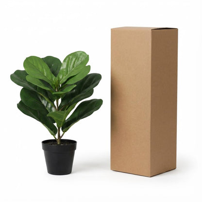 Ficus lyrata Kunstpflanze 40cm – Kompakte Geigenfeige Deko Pflanze – Pflegefreie Zimmerpflanze für Fensterbank Büro & Regal