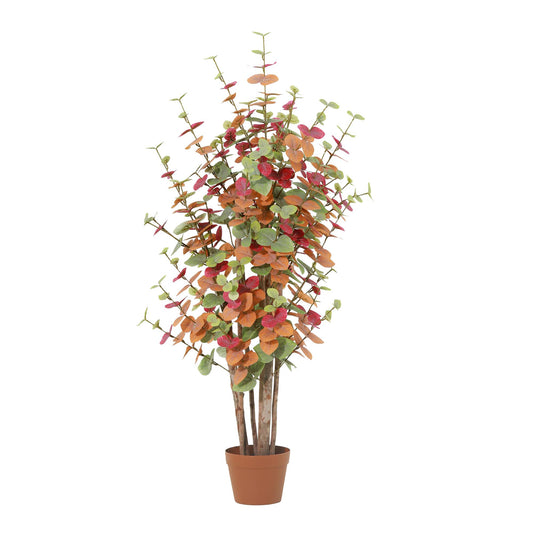 Künstlicher Eukalyptus Colours 120cm im Topf – realistische Kunstpflanze mit farbigen Akzenten & grün-grauen Blättern – pflegefreie Zimmerdeko für Wohnzimmer, Flur & Büro – inkl Basistopf 