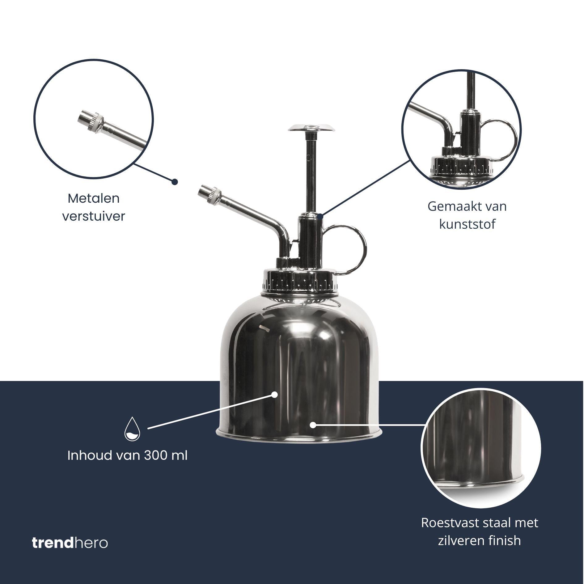 Pflanzensprüher Silber 300 ml – Edelstahl-Zimmersprüher für Pflanzen, Kräuter & Terrarien 