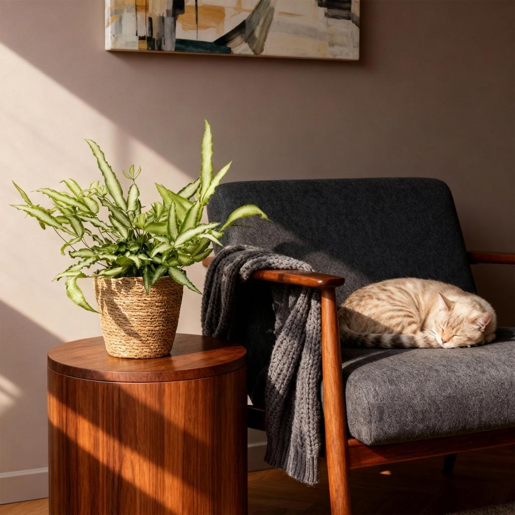 Green boutiQ - Zimmerpflanze - Pteris cretica Albolineata - Schwertfarn - Haustierfreundliche Pflanze - Grün - 2 Pflanzen - mit Korb - Topf 12cm - Höhe 20cm 