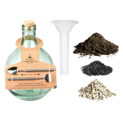 DIY Flaschengarten Set 5L – Geschlossenes Pflanzen-Ökosystem im Glas mit Kork – Komplettes Set in Geschenkbox – Substrat, Werkzeug & Anleitung – Selbstversorgendes Mini-Ökosystem für Zuhause 