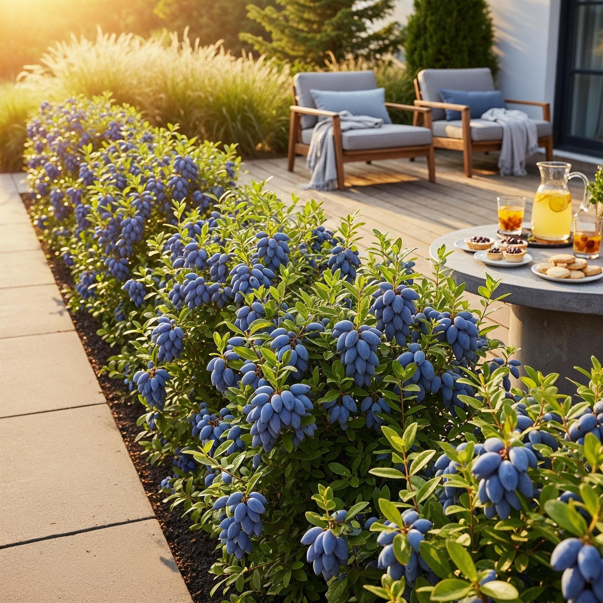 Honigbeere Lonicera caerulea Kamtschatica winterhart 3 Pflanzen Ø9cm – Blaue Beerenpflanze für Garten Beet Balkon & Terrasse 