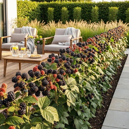 Brombeere Rubus fruticosus Black Satin winterhart 3 Pflanzen Ø9cm Höhe 30cm – Schwarze Brombeere für Garten Beet Balkon & Terrasse 