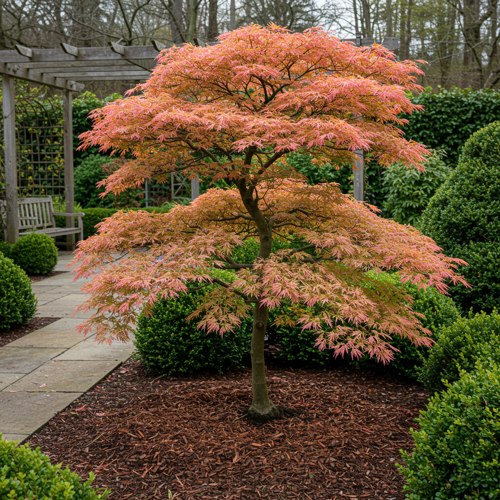 Japanischer Ahorn – Acer palmatum Iyoshi – 2 Pflanzen im 19 cm Topf – 70 cm hoch – Balkon- & Terrassenpflanze – Rosa Herbstfärbung – Zierahorn für Garten & Kübel 