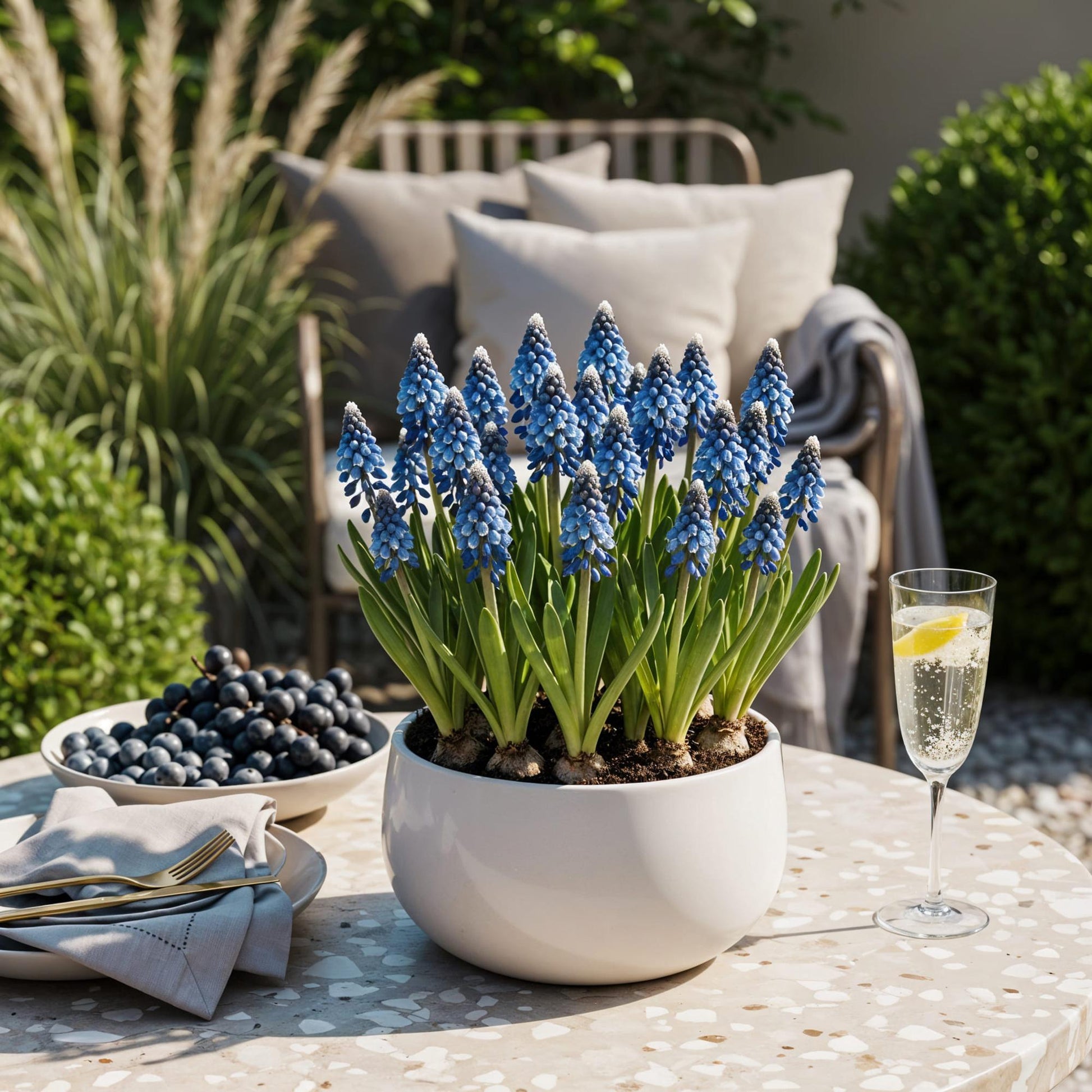 GreenboutiQ - Blumenzwiebeln - Muscari Armeniacum - Farbe Blau - 50 Stück - Zwiebelgröße 8/9 - XXL Pack 
