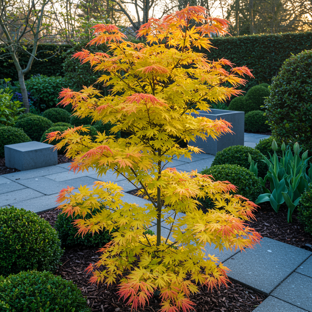 Japanischer Ahorn – Acer palmatum Orange Dream – ca. 70 cm hoch – Orange-Gelb – im 19 cm Topf – Balkon- & Gartenpflanze – Zierbaum mit Farbwechsel 