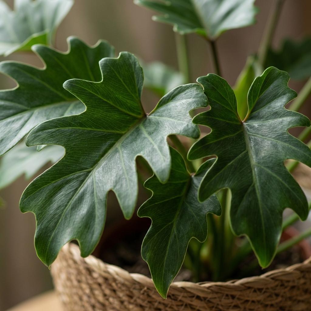 Philodendron Xanadu Zimmerpflanze 60cm – grüne Blattpflanze im Korb Ø19cm – kompakter Wuchs mit tief eingeschnittenen Blättern – pflegeleicht für Wohnung & Büro, ideal bei Halbschatten 