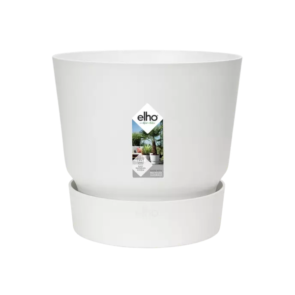 Pflanztopf Greenville Round Weiß – D20cm x H18cm – Moderner Blumentopf mit Wasserspeicher – Für Innen & Außen – Aus recyceltem Kunststoff – Mattweiß 