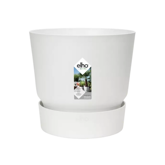 Pflanztopf Greenville Round Weiß – D20cm x H18cm – Moderner Blumentopf mit Wasserspeicher – Für Innen & Außen – Aus recyceltem Kunststoff – Mattweiß 