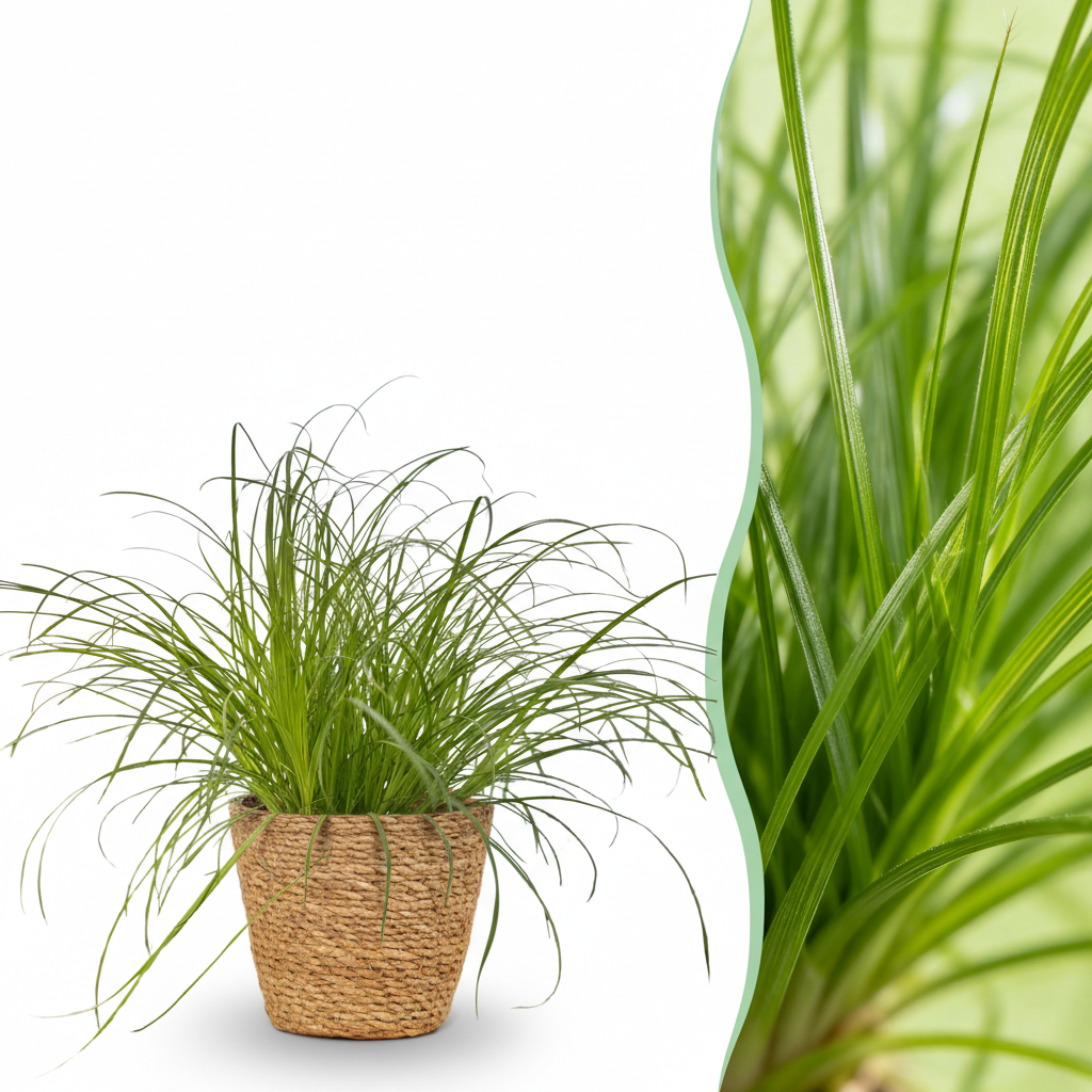 Green boutiQ - Zimmerpflanze - Cyperus alternifolius Zumula - Katzenpflanze - Haustierfreundliche Pflanze - Grün - 1 Pflanze - mit Korb - Topf 12cm - Höhe 20cm 
