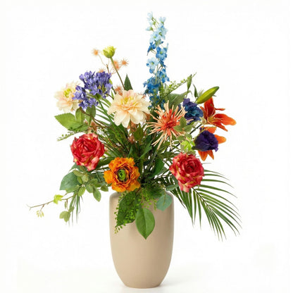 Kunstbloemen Boeket “Colorful Bloom Deluxe” – Real Touch – 70 cm – 18 Stelen 