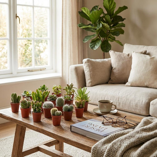 Kakteen & Sukkulenten Mix – 12 Pflanzen – Ø5,5cm – Höhe 5–10cm – Echte Mini Kakteen & Sukkulenten – Pflegeleichte Zimmerpflanzen für Deko & Geschenk 