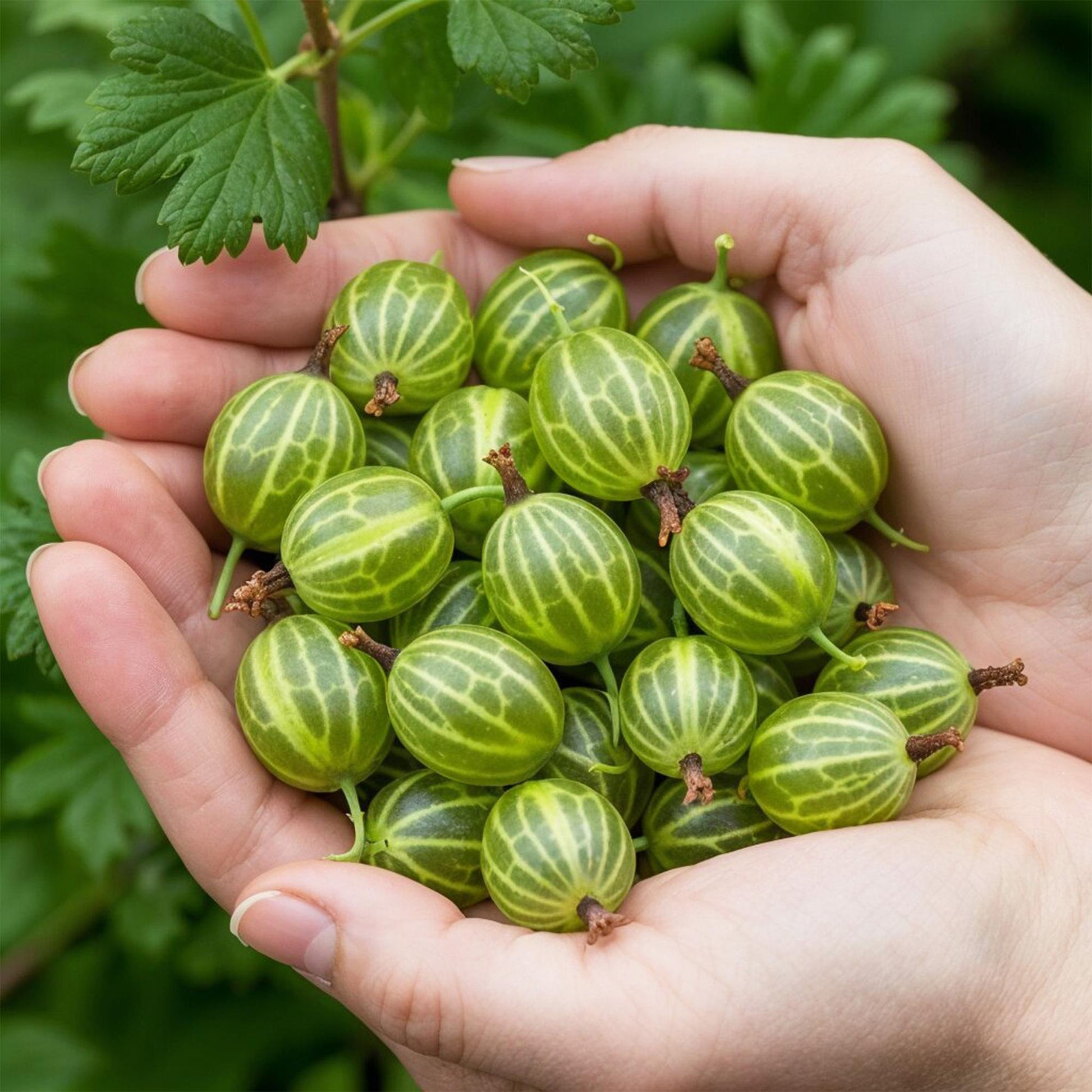 Grüne Stachelbeere Ribes uva-crispa Hinnonmaki Grün winterhart 3 Pflanzen Höhe 30cm Ø9cm – für Garten Beet Balkon & Terrasse 