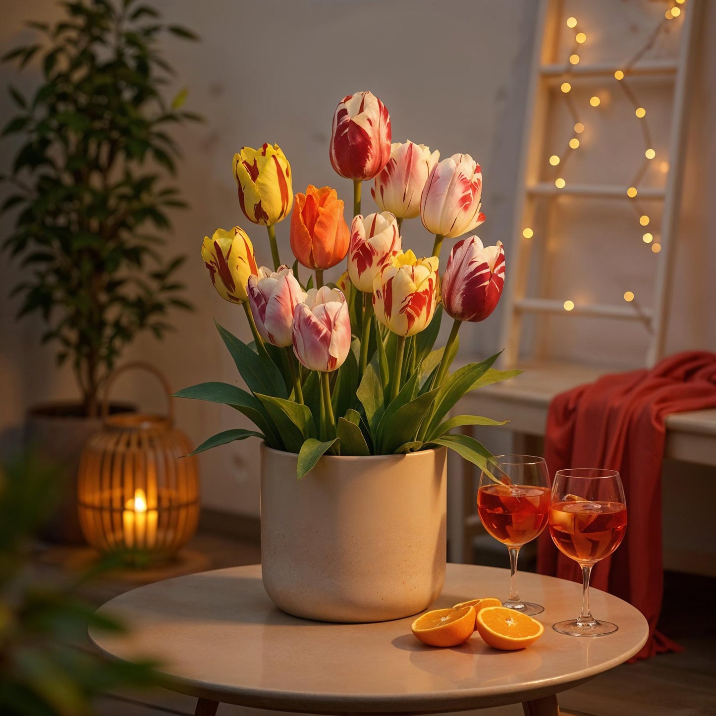 GreenboutiQ - Blumenzwiebeln - Tulp Flaming Beauty Mix - Verschiedene Farben - 15 Stück - Zwiebelgröße 11/12 - XXL Pack 