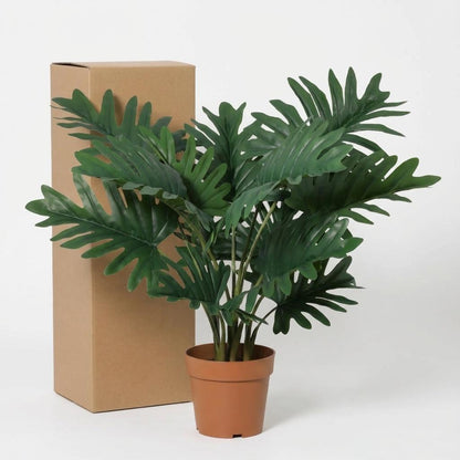 Philodendron Selloum Kunstpflanze 70cm – Große Blätter Deko Pflanze – Pflegefreie Zimmerpflanze für Wohnzimmer Büro & Regal