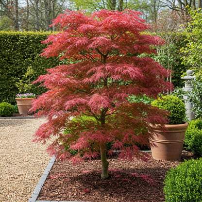 GreenboutiQ - Gartenpflanze - Acer palmatum Seiryu - Grün 1 Pflanze - Laubabwerfend - Wenig Pflege - Topf 12cm Höhe 35cm 